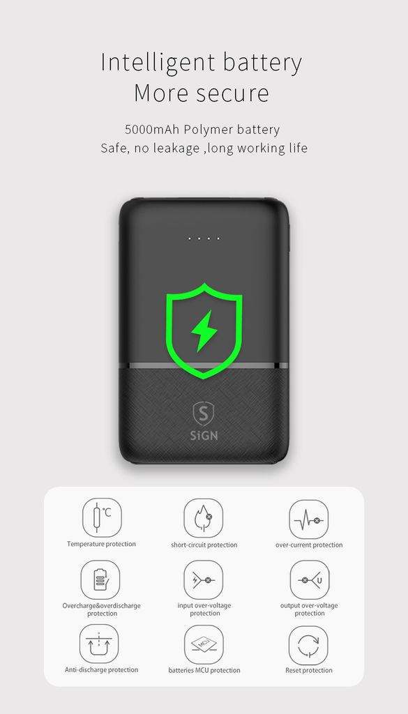 SiGN Ultrathin Powerbank 5000mAh - Black