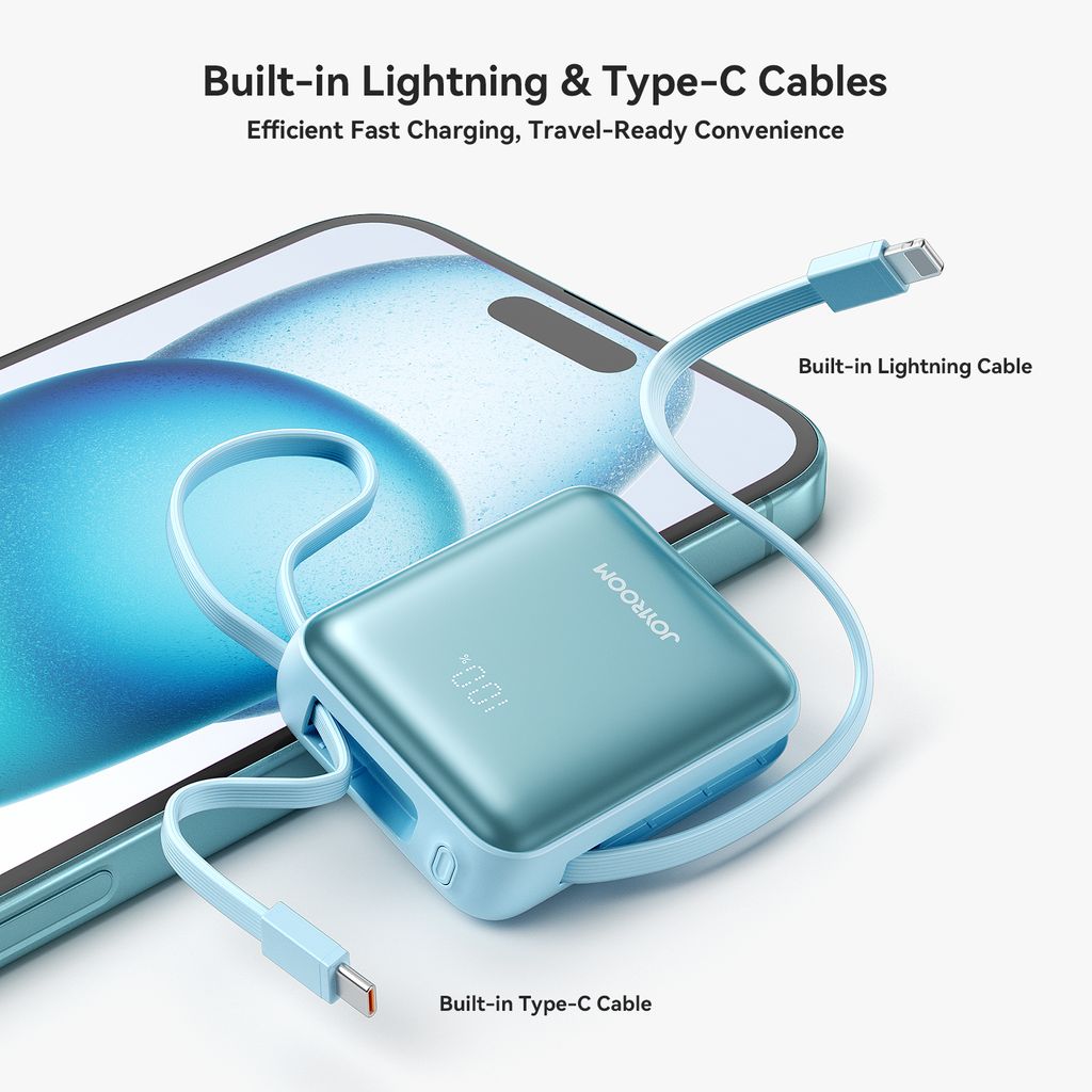 Joyroom 22.5W Powerbank 10000mAh Fast Charging with Dual Cables - Titanium