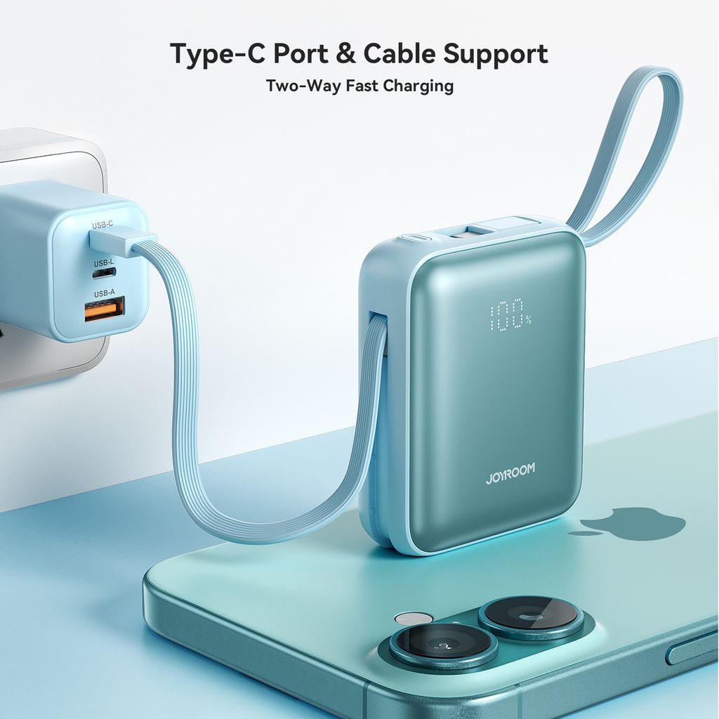 Joyroom 22.5W Powerbank 10000mAh Fast Charging with Dual Cables - Titanium