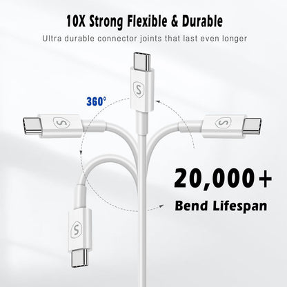 SiGN Fast Charging Cable USB-C to USB-C 60W, 3A, 2m USB-C PD - White