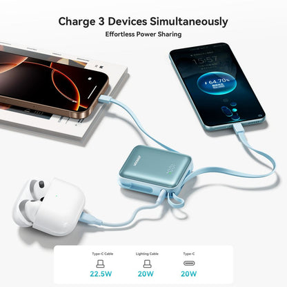 Joyroom 22.5W Powerbank 10000mAh Fast Charging with Dual Cables - Titanium