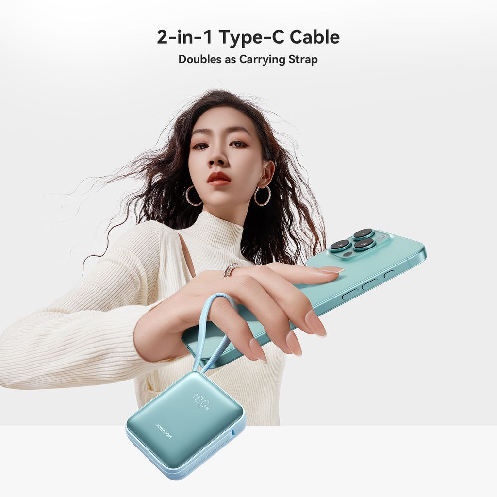 Joyroom 22.5W Powerbank 10000mAh Fast Charging with Dual Cables - Titanium