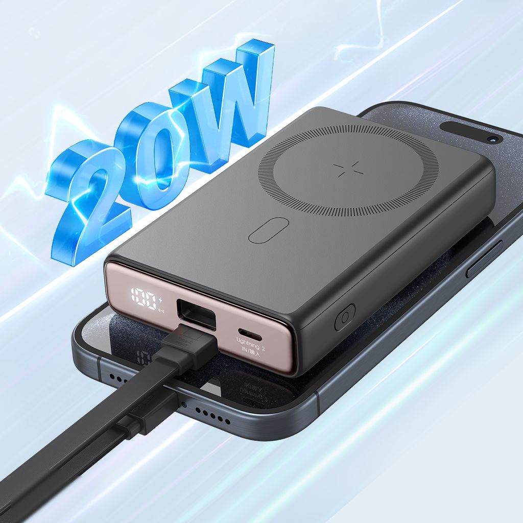Joyroom 20W MagSafe Powerbank 10000mAh with USB-C/Lightning cable - Black