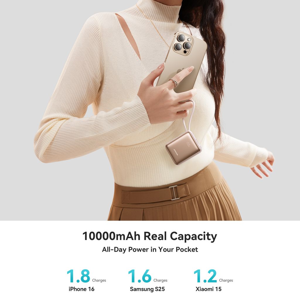Joyroom 22.5W Powerbank 10000mAh Fast Charging with Dual Cables - Titanium
