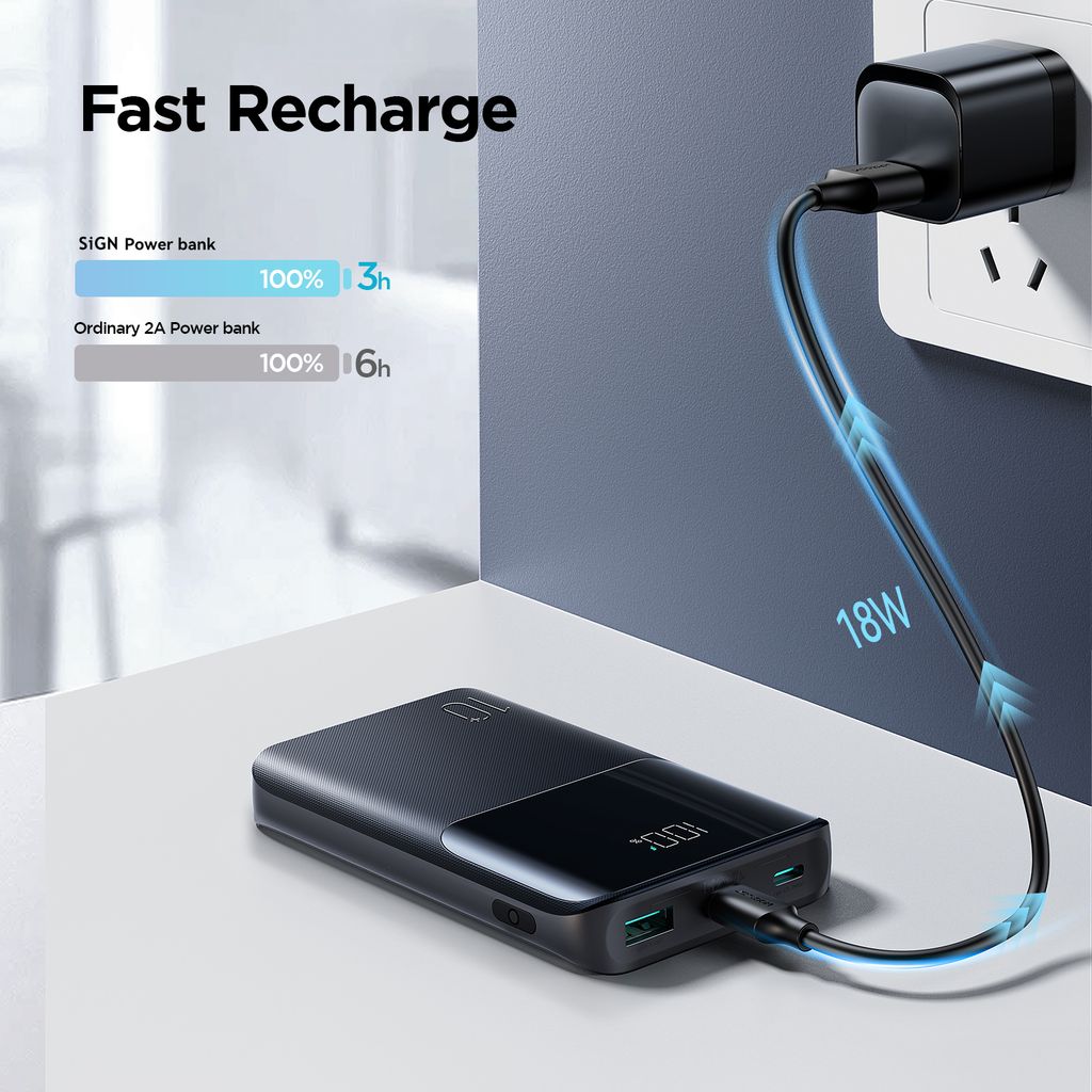 SiGN Extreme Powerful LED Powerbank 10,000mAh, 22.5W - Black