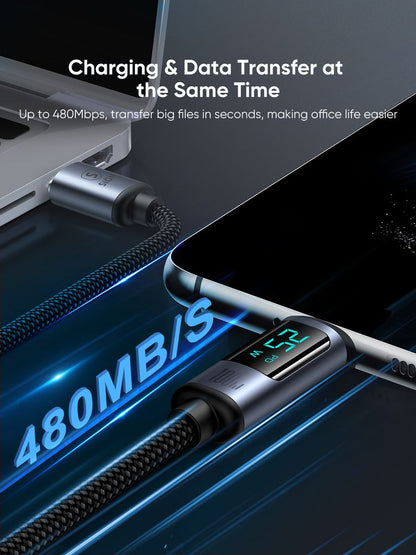 SiGN USB-C to USB-C Cable 100W with Display, 2m - Black