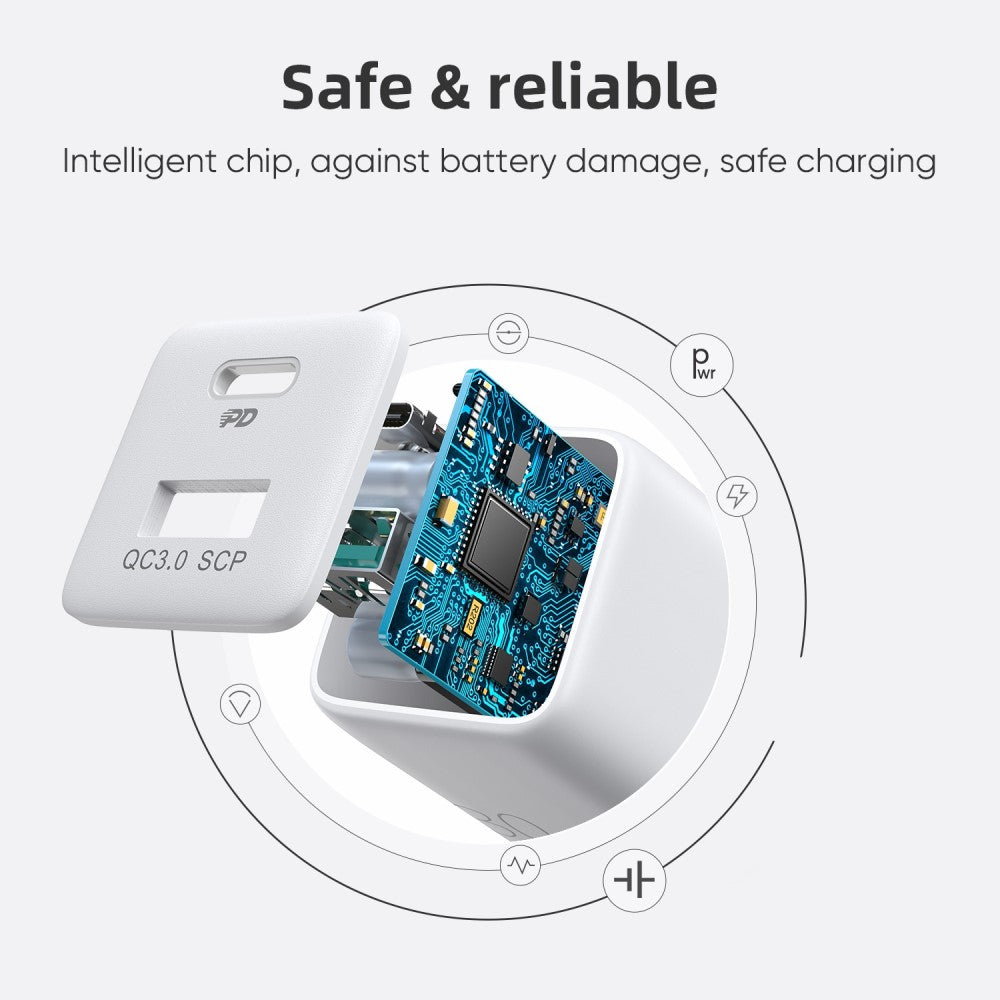 SiGN Mini Quick Charger USB & USB-C, PD & Q.C3.0, 3A, 30W - White